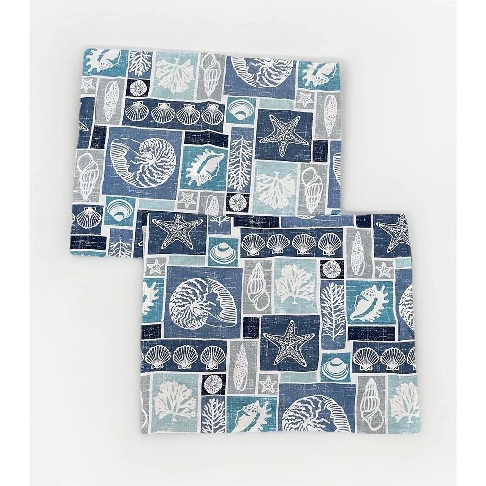 2x Nautical Cushion Cover Seashell Starfish Ocean Coastal Decor Beach